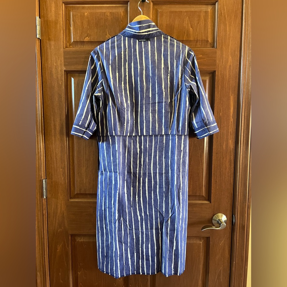 Marimekko Shirt Dress Piccolo Stripes Blue and White Size 40 (Medium) - Picture 14 of 15